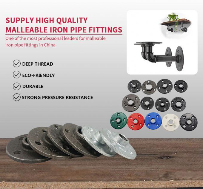 DELLOK 1/2」3/4" Bspの女性によって通される可鍛性鉄の管付属品4の穴の正常な床のフランジ 2