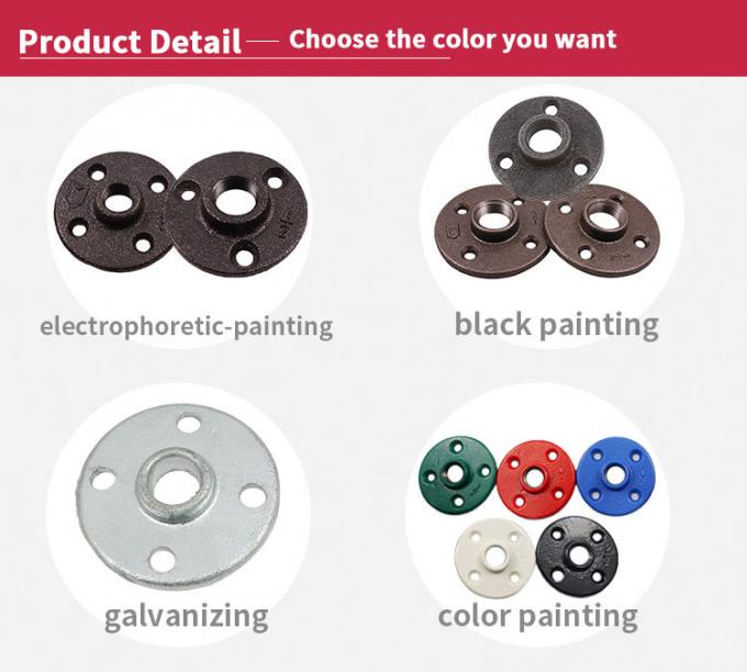 DELLOK 1/2」3/4" Bspの女性によって通される可鍛性鉄の管付属品4の穴の正常な床のフランジ 0